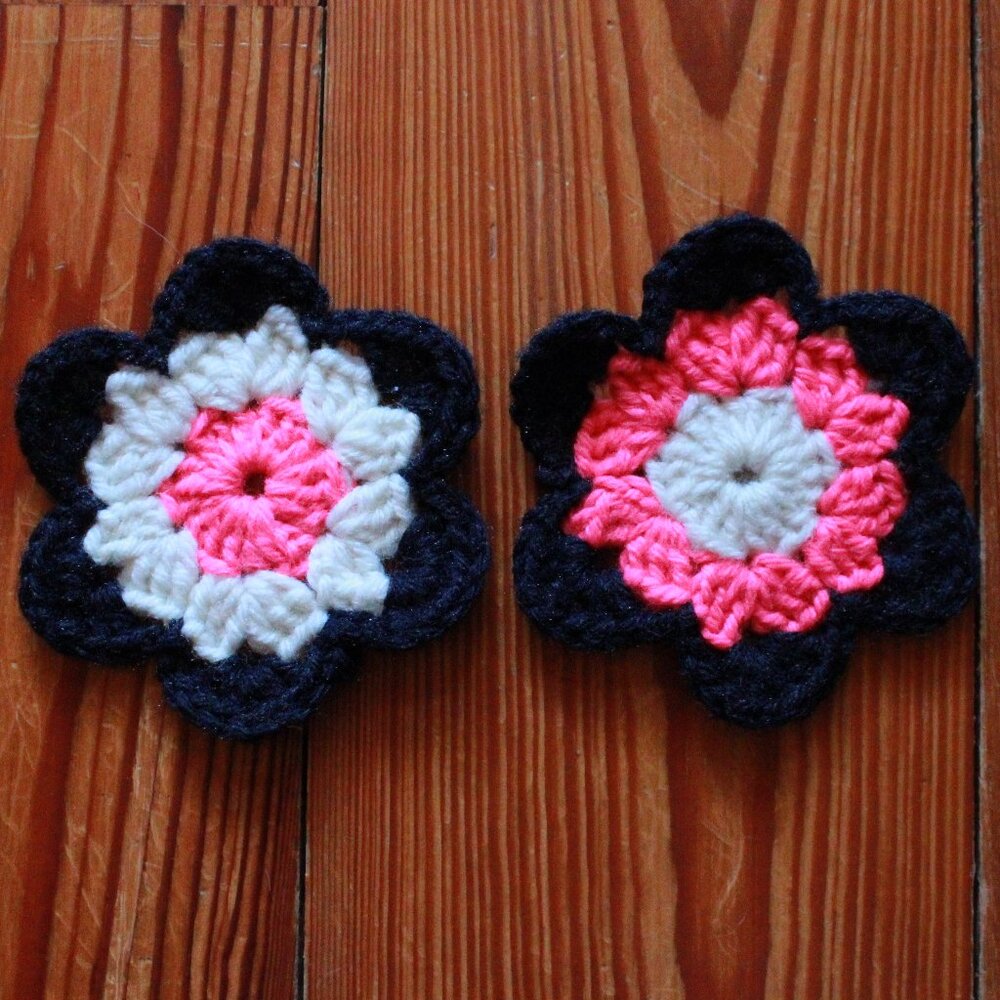 Vintage Pair of Handmade Crochet Drink Coasters